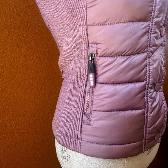 Superdry “Luxe Fuji” Hooded Double Zipper Vest Shimmer Pink Extra Small Like New - Picture 9 of 15